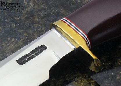 Randall Custom Knife Model 5 with Burgundy Micarta and Brass with Built in Compass - Image 2