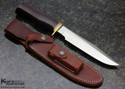 Randall Custom Knife Model 5 with Burgundy Micarta and Brass with Built in Compass - Image 6