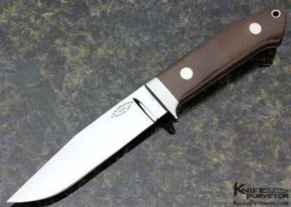 Bob Loveless Custom Knife Riverside Football Logo Green Canvas Micarta 5" Long Utility