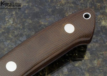 Bob Loveless Custom Knife Riverside Football Logo Green Canvas Micarta 5" Long Utility - Image 3