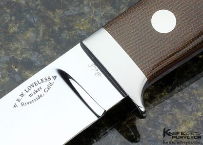 Bob Loveless Custom Knife Riverside Football Logo Green Canvas Micarta 5" Long Utility - Image 2