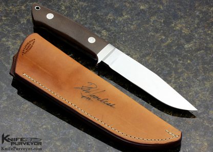 Bob Loveless Custom Knife Riverside Football Logo Green Canvas Micarta 5" Long Utility - Image 6