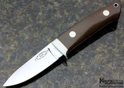 Bob Loveless Custom Knife Riverside Football Logo Green Canvas Micarta Semi Skinner