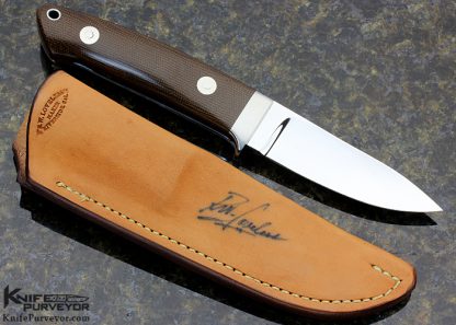 Bob Loveless Custom Knife Riverside Football Logo Green Canvas Micarta Semi Skinner - Image 6