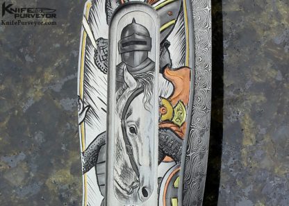 Joe Kious Custom Knife Double Pocket Locket Auto "Warrior & Battlefield" Engraved by C.J. Cai Finished with Diamond Encrusted 14Kt Gold Toothpick and Front Lock - Image 10
