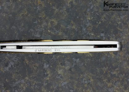 Antonio Fogarizzu Custom Knife Exotic Material & 18Kt Gold Inlay Prototype Auto Lockback with 3 Carats of Pave' Set Diamonds and 24Kt Gold Beaded Inlaid - Image 6