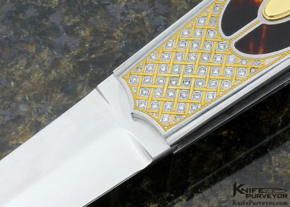 Antonio Fogarizzu Custom Knife Exotic Material & 18Kt Gold Inlay Prototype Auto Lockback with 3 Carats of Pave' Set Diamonds and 24Kt Gold Beaded Inlaid - Image 2