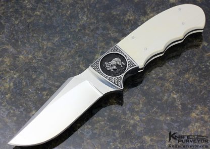 D'Holder Custom Knife "Mountain Goat" Engraved by Bruce Shaw Finger Grooved Clip Blade Hunter