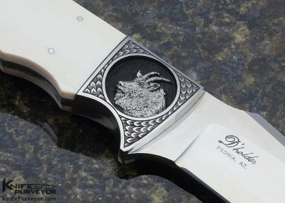 D'Holder Custom Knife "Mountain Goat" Engraved by Bruce Shaw Finger Grooved Clip Blade Hunter - Image 3