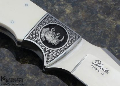 D'Holder Custom Knife Engraved by Bruce Shaw  Finger Grooved Clip Blade Hunter Rhino - Image 3