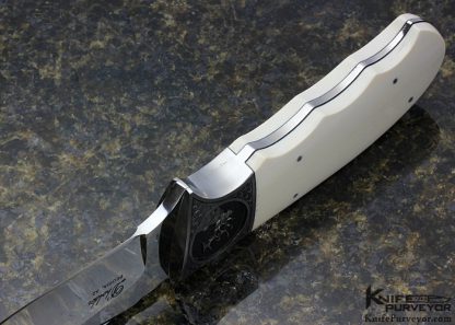 D'Holder Custom Knife Engraved by Bruce Shaw "Elk" Mammoth Finger Grooved Clip Blade Hunter - Image 5
