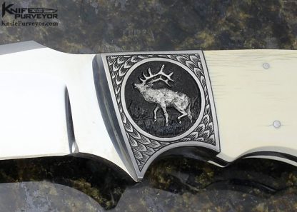 D'Holder Custom Knife Engraved by Bruce Shaw "Elk" Mammoth Finger Grooved Clip Blade Hunter - Image 2