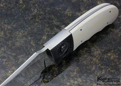 D'Holder Custom Knife Engraved by Bruce Shaw "Tiger" Mammoth Finger Grooved Clip Blade Hunter Tiger - Image 4