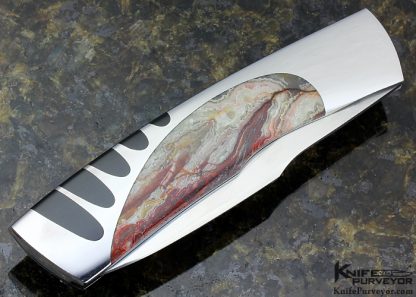 Scott Sawby Custom Knife Fire Agate & Black Jade "Killdeer" Self Lock - Image 4