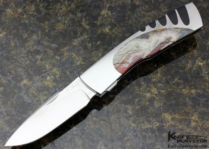 Scott Sawby Custom Knife Fire Agate & Black Jade "Killdeer" Self Lock