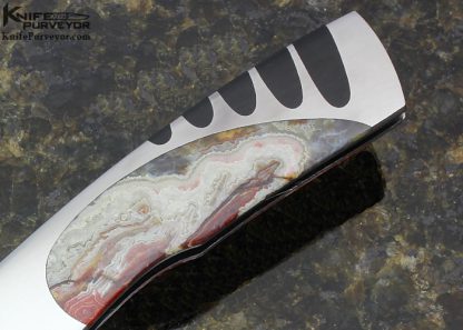 Scott Sawby Custom Knife Fire Agate & Black Jade "Killdeer" Self Lock - Image 3
