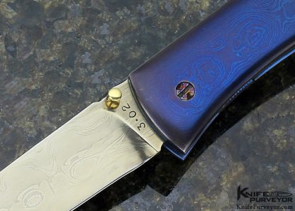 Howard Clark Custom Knife MS 18Kt. Gold Thumb Stud Linerlock - Image 2