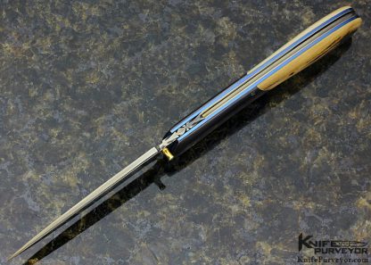 Howard Clark Custom Knife MS 18Kt. Gold Thumb Stud Linerlock - Image 5