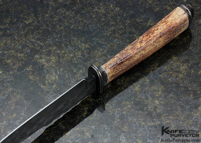 Mike Sanders Custom Knife with Craig Barr Damascus and Oosic Bowie