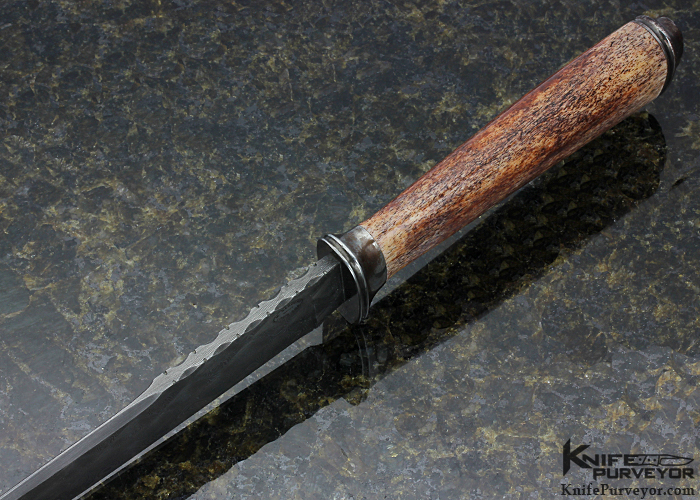 Mike Sanders Custom Knife with Craig Barr Damascus and Oosic Bowie