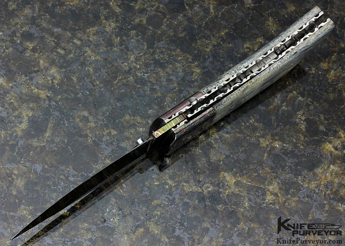 Wayne Whittaker Custom Knife Blued Robert Eggerling Damascus Linerlock - Image 6