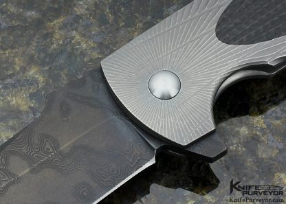 Les George Custom Knife Tephra-Pattern 3-D Machined Titanium Rockeye with Textured Carbon Fiber Inlay Frame Lock Flipper - Image 2