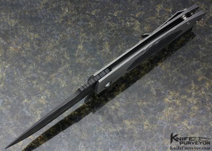 Les George Custom Knife Tephra-Pattern 3-D Machined Titanium Rockeye with Textured Carbon Fiber Inlay Frame Lock Flipper - Image 5