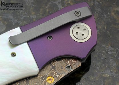 Allen Elishewitz Custom Knife Mother of Pearl & Damascus Pirate Linerlock - Image 5
