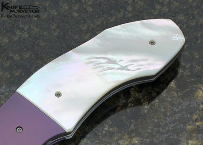 Allen Elishewitz Custom Knife Mother of Pearl & Damascus Pirate Linerlock - Image 3