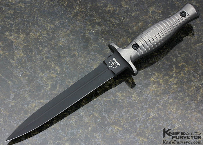 Les Custom Knife V14 PVD Coated Steel & Tumbled Titanium Dagger