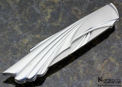 Bill Tuch Custom Knife Fluted Stainless Steel "Velocity" Lockback Folder - Image 4