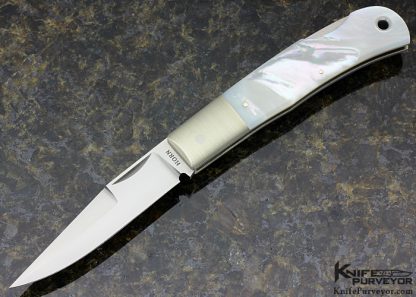Jess Horn Custom Knife #051 Mother of Pearl Shell FBK Lockback