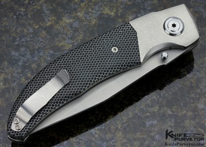Eddie Baca Custom Knife Linerlock CPM-154, Orange Peel Textured Titanium & CTEK Linerlock - Image 3