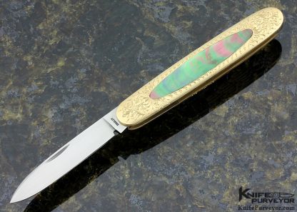 Eugene Shadley Custom Knife Engraved By Simon Lytton Blacklip Tahitian Pearl Shell Inlay Slip Joint