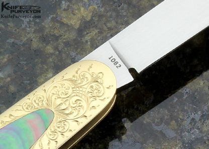 Eugene Shadley Custom Knife Engraved By Simon Lytton Blacklip Tahitian Pearl Shell Inlay Slip Joint - Image 4