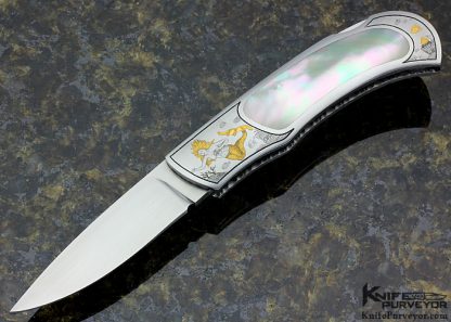 John W. Smith Custom Knife Sole Authorship Engraved with Mother of Pearl Inlay Lockback