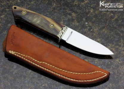 Bob Loveless Custom Knife Riverside Football Logo Big Horn Sheep Semi Skinner Engraved by Lynton McKenzie