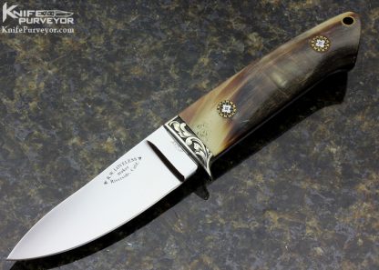 Bob Loveless Custom Knife Riverside Football Logo Big Horn Sheep Semi Skinner Engraved by Lynton McKenzie - Image 2