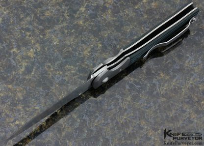 Allen Elishewitz Custom Knife Textuered Green/Black G10 and Bead Blasted Titanium Early Tanto Linerlock Folder - Image 6