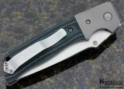Allen Elishewitz Custom Knife Textuered Green/Black G10 and Bead Blasted Titanium Early Tanto Linerlock Folder - Image 4