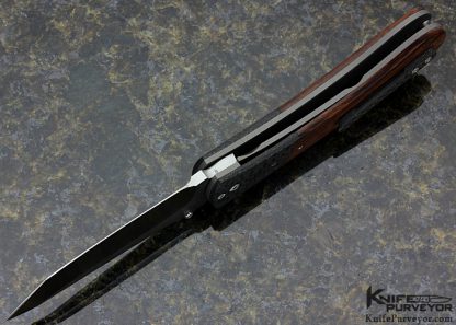 Greg Lightfoot Custom Knife Lightning Strike Carbon Fiber & Burlwood "Retro Predator Backup" Linerlock - Image 5