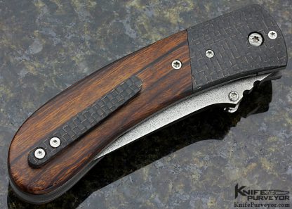 Greg Lightfoot Custom Knife Lightning Strike Carbon Fiber & Burlwood "Retro Predator Backup" Linerlock - Image 3