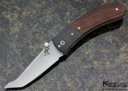 Greg Lightfoot Custom Knife Lightning Strike Carbon Fiber & Burlwood "Retro Predator Backup" Linerlock