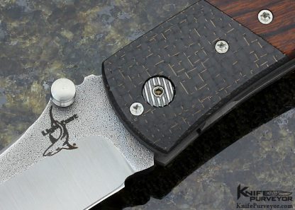 Greg Lightfoot Custom Knife Lightning Strike Carbon Fiber & Burlwood "Retro Predator Backup" Linerlock - Image 2