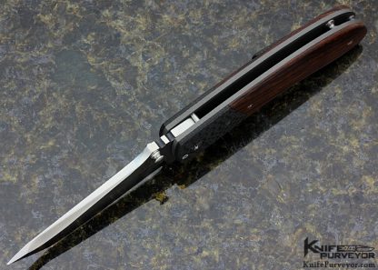 Greg Lightfoot Custom Knife Lightning Strike Carbon Fiber & Burlwood "Retro Predator Backup" Linerlock - Image 4