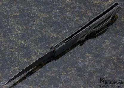 Jim Minnick Custom Knife 416 Stainless Steel with Black Oxidized Finish & Canvas Micarta Tactical Linerlock - Image 5
