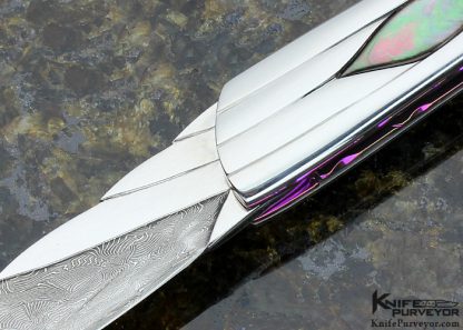 Stephen Olszewski Custom Knives Flowing Ribbons Carved Art Deco Knife Linerlock - Image 2