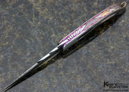 Stephen Olszewski Custom Knives Flowing Ribbons Carved Art Deco Knife Linerlock - Image 5