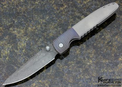 Ram Maramba Custom Knife Damascus And Titanium "Spire" Framelock