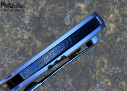 Neil Blackwood Custom Knife Acid Wash Tumbled Steel with Hamon and Titanium "Mini Skirmish" Framelock Flipper - Image 6